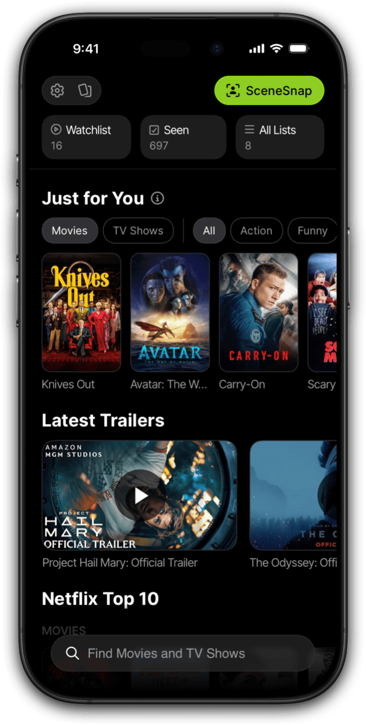 Limelight app displaying movie details with ratings and streaming options