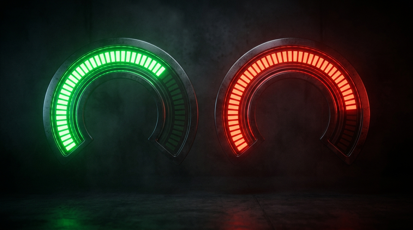 Two competing score meters side by side representing critic and audience reviews